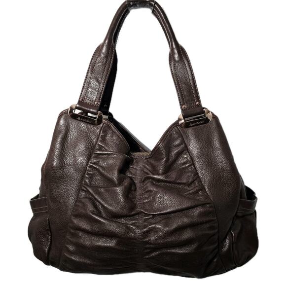 B. Makowsky Shoulder Bag Brown Leather Copper Hardware Large Slouchy Bag - Picture 2 of 16